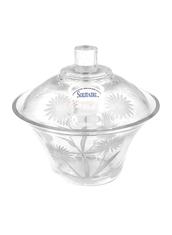 Solitaire Crystal Round Grasse Sugar Bowl with Cover, Clear