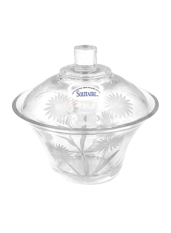 

Solitaire Crystal Round Grasse Sugar Bowl with Cover, Clear