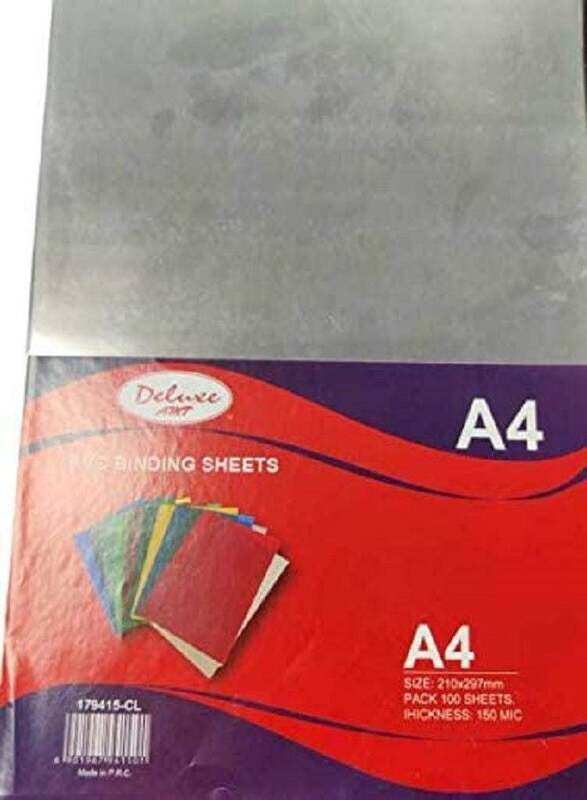 

Deluxe PVC Clear Binding Sheet 150mic, A4 Size, 100-Piece, 179415, Clear