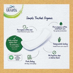 Lil-Lets Organic Cotton Ultra Thin Normal Panty Liners, 20 Pieces