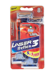 Laser Reflex 3 Three Blade Shaving Razor, 8 Pieces