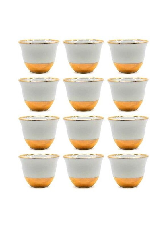 

News Corporation 12 Piece Cawa Cups, 1011, White/Gold