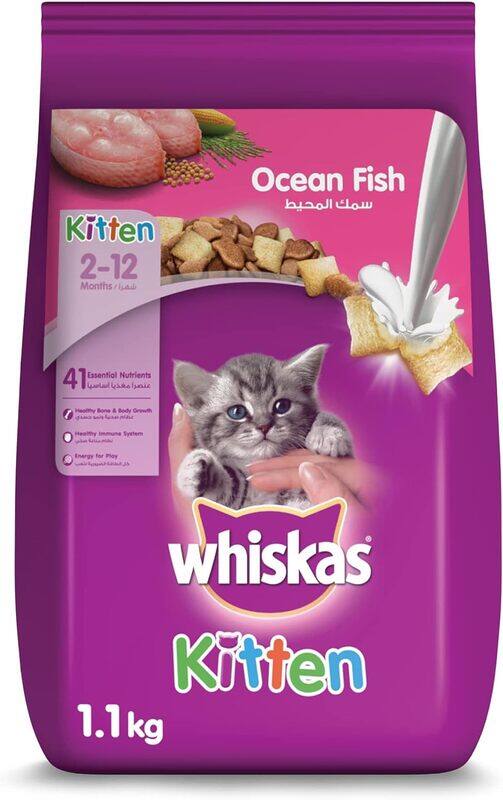 

Whiskas Kitten Ocean Fish Flavor with Milk, Dry Food for Kittens Aged 2-12 Months, Contains 41 Essential Nutrients Your Kitten Naturally Needs While S