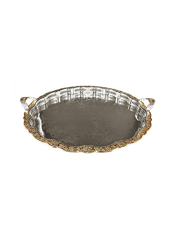 

Kingsville Round Silver Plated Tray, Silver/Gold