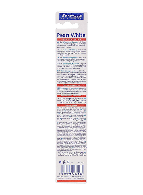 Trisa Pearl White Medium Toothbrush, 2 Pieces