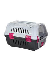 Beeztees Pets Transport Box, 715009Bz, 51 x 34.5 x 33cm, Grey/Pink/White