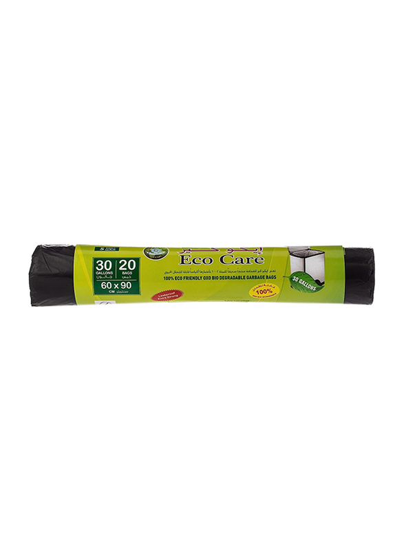 Eco Care Black Garbage Bag Roll, 60 x 90cm, 30 Gallons, 20 Count