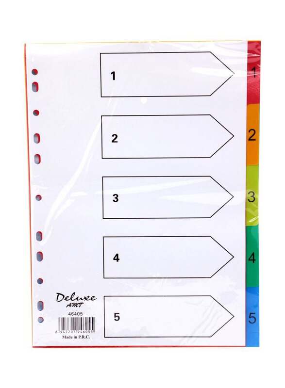 Deluxe PVC Colour Divider with Number, 1-5 Tab, 10-Piece, 46405, Multicolour