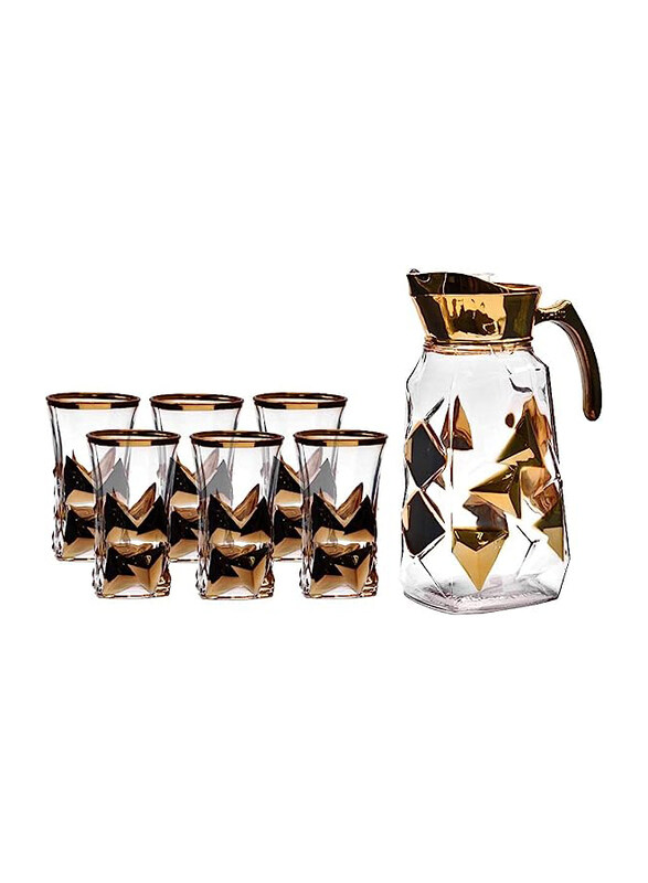 

Fineccg 7-Piece Glass & Jug Set, P126710+H1267-CG, Multicolour