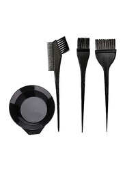 Rahalife Salon Hair Dressing Brushes Bowl Hair Colour Dye Tint Tool Set Kit, 4 Pieces, Black