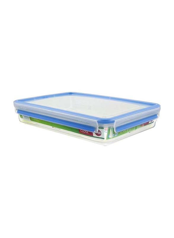 

Emsa Clip & Close Rectangle Food Container, 2.6L, Transparent/Blue