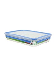 Emsa Clip & Close Rectangle Food Container, 2.6L, Transparent/Blue