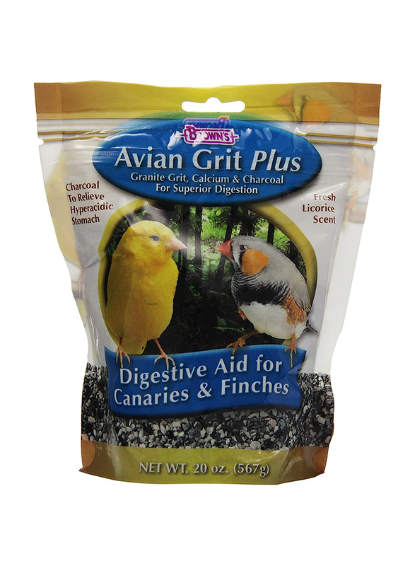 Brown's Avian Grit Plus Digestive Aid for Finches & Canaries with Licorice Scent, 20 Oz, Multicolour
