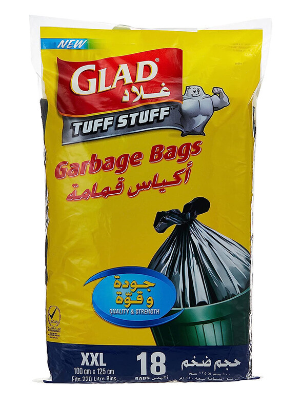 

Glad Tuff Stuff Garbage Bags, XX-Large, 220L, 18 Pieces