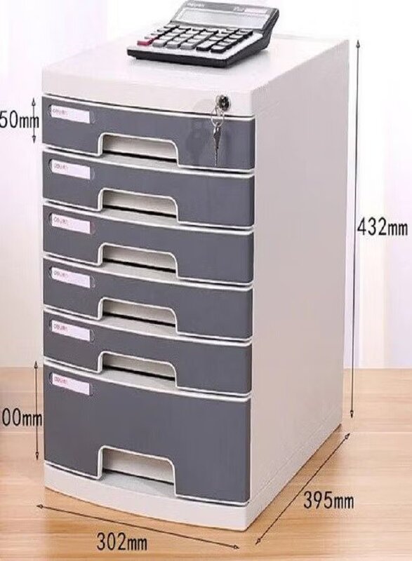 Deli 6 Drawer Cabinet with Lock, Grey/white
