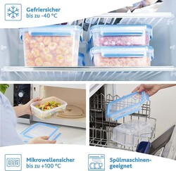 Emsa 3-Piece Clip & Close Food Containers Set, 0.55L, Transparent/Blue