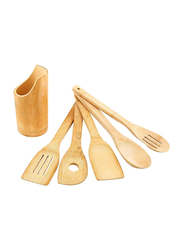 Classy Touch 5-Piece Bamboo Cooking Spoons, Beige