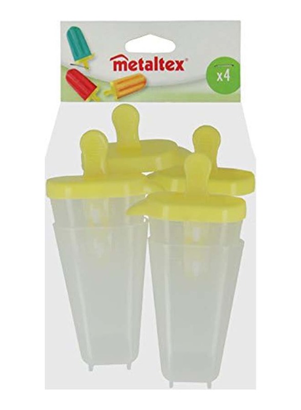 Metaltex 4-Piece Ice Lolly Moulds, 10cm, Yellow/Clear