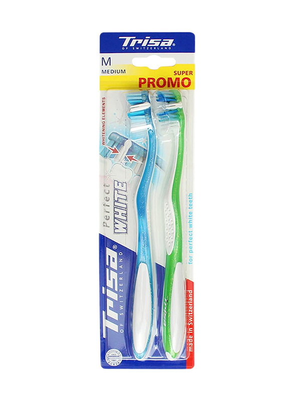 Trisa Perfect White Duo Toothbrush, Medium, 2 Pieces