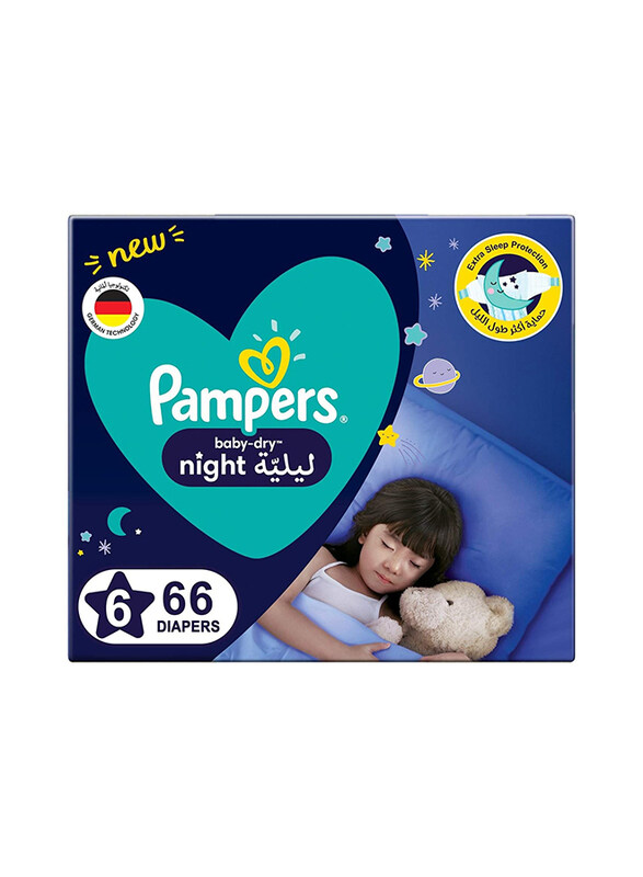 

Pampers Baby-Dry Night Diapers, Size 6, Extra Large, 14+ kg, 66 Count