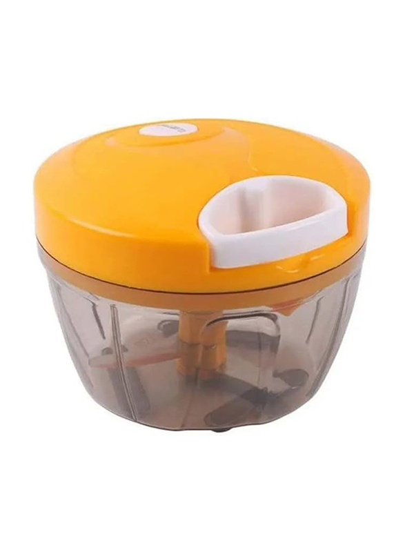 Classy Touch Powerful Manual Food Chopper, Yellow/White
