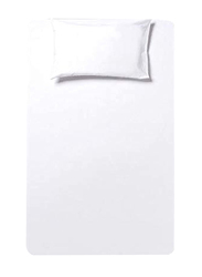 Aceir 2-Piece 180 TC Premium Collection Solid Print Cotton Flat Bedsheet Set, 1 Bedsheet + 1 Pillow Cases, Single, White