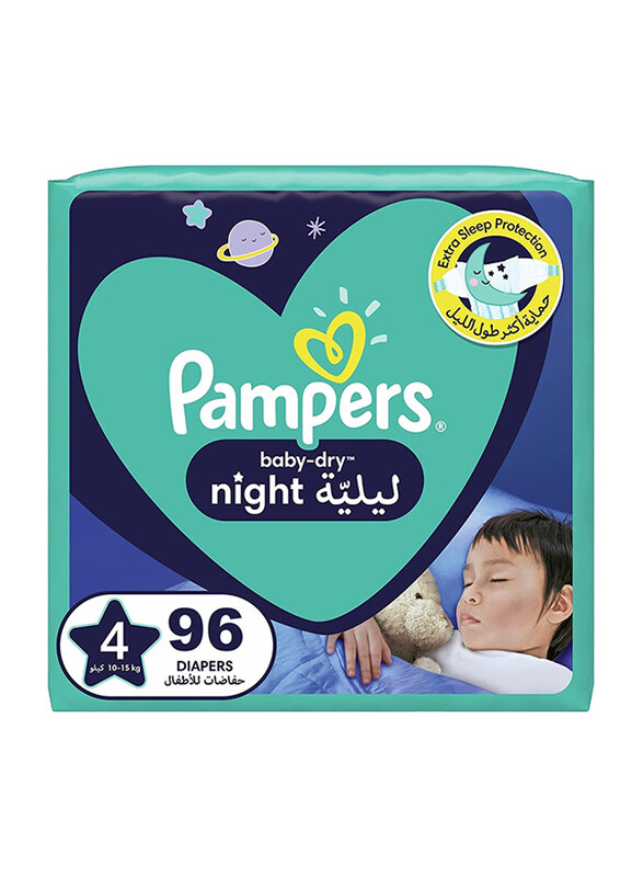 

Pampers Baby-Dry Night Diapers, Size 4, 10-15 kg, Promo Pack, 96 Count