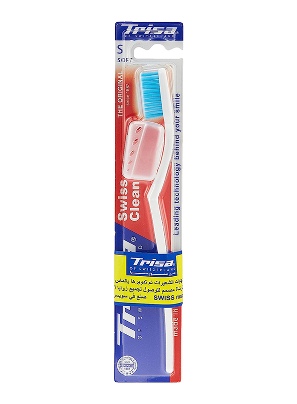 Trisa Swiss Clean Toothbrush with Travel Cap, Soft, 1 Piece