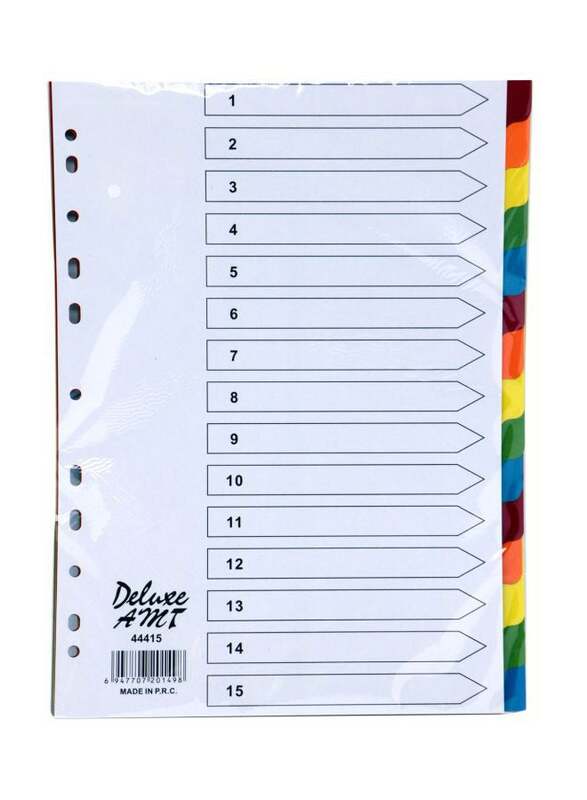Deluxe Manila Colour Divider without Number, 1-15 Tab, 10-Piece, 44415, Multicolour