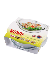 Simax 1L Round Heatproof Dish with Lid, 6056/6066, 24x16x11 cm, Clear