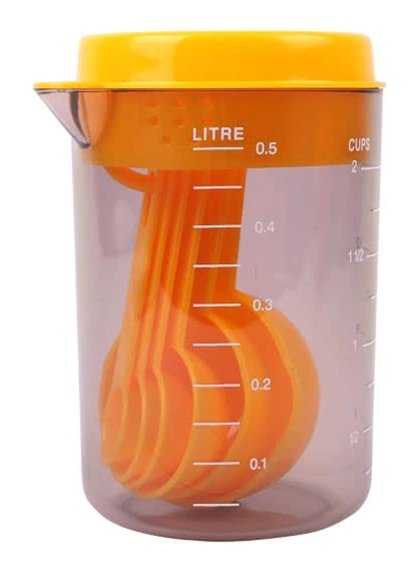 Classy Touch 500ml Measuring Spoon & Cup Set, Orange/Clear