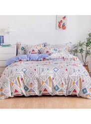 Aceir 6-Piece Microfibre Cararra Cover Set, 1 Duvet Cover + 1 Flat Sheet + 4 Pillow Cover, Double, Multicolour