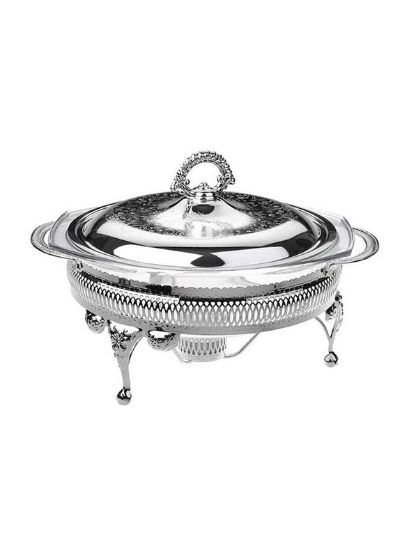 

Queen Anne Round Casserole Warmer with Handles & Legs, 6311, Silver