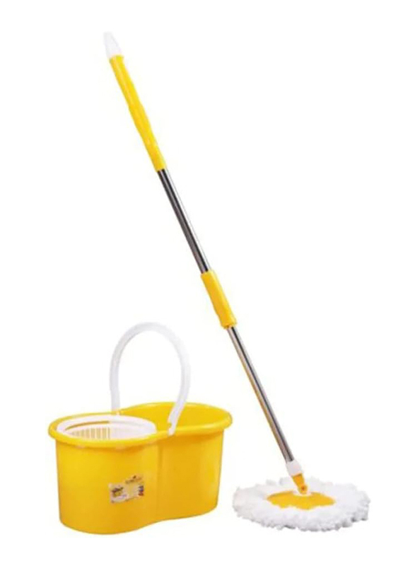 Classy Touch Spin Mop Bucket Set, Yellow/White