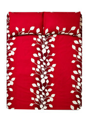 Aceir 3-Piece Premium Collection 180 TC Cotton Printed Fitted Bedsheet Set, 1 Bedsheet + 2 Pillow Cases, Queen, Cerise Red