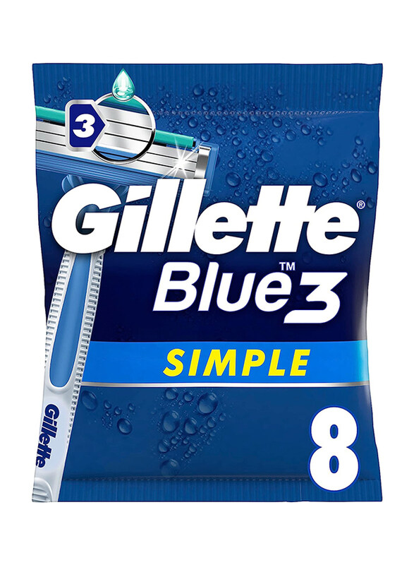

Gillette Blue 3 Simple Disposable Razors for Men, 8 Pieces