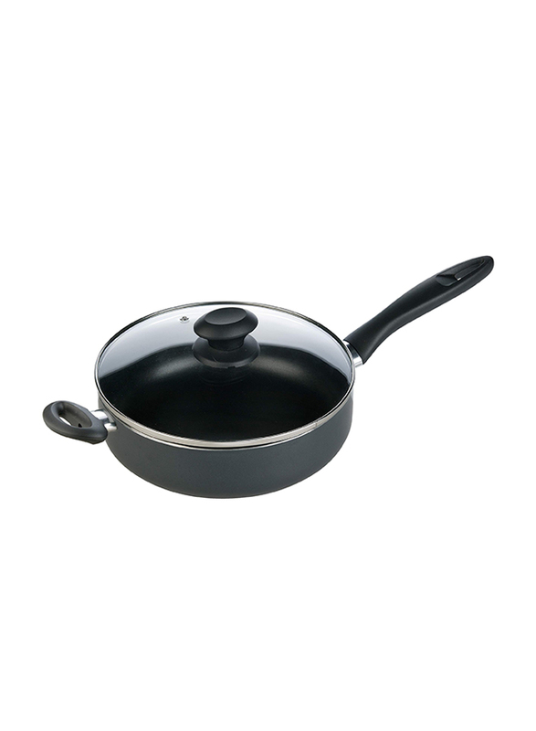 Tescoma 24cm Presto Deep Frying Pan with Cover, 594124, 24 cm, Black