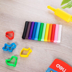 Deli 12 Piece Dough Clay Plasticine with 4 Different Patterns, Multicolor