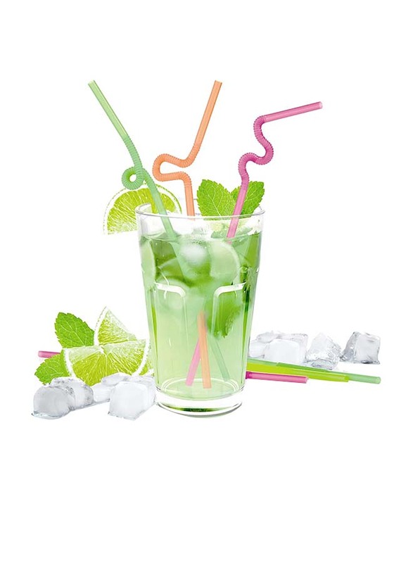 Tescoma 40-Piece 31.5x9 1.6 cm Mydrink Drinking Straws with Long Hinge, 308856, Multicolour