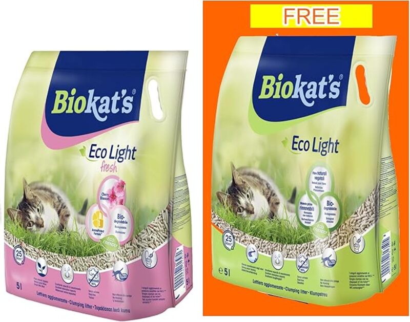 Biokat's Eco Light Fresh Cherry Blossom 5 Lt + Eco Light  Extra 5Lt  FREE