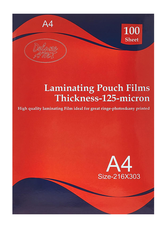 Deluxe Amt Lamination Pouch Film 125 Mic, A4 Size, Clear