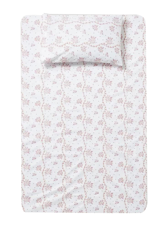 Aceir 2-Piece 180 TC Premium Collection Butterfly Printed Cotton Bedsheet Set, 1 Bedsheet + 1 Pillow Case, Single, Red/White