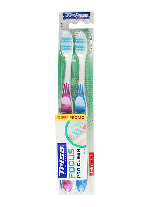 Trisa Focus Pro Clean Soft Toothbrush, 2 Pieces