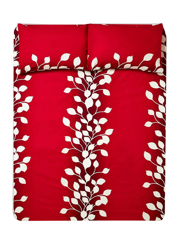 

Aceir 3-Piece 180 TC Premium Collection Printed Cotton Bedsheet Set 1 Bedsheet + 2 Pillow Cases, Queen, Cerise Red