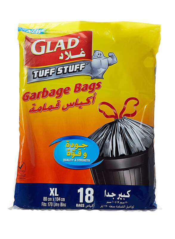 

Glad Tuff Stuff Garbage Bags, XX-Large, 170L, 18 Pieces