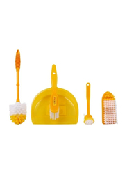 Classy Touch Dustpan with Brush Set, 5 Pieces, Orange/White