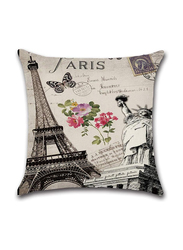 ACEIR 45 x 45cm Eiffel Tower & Statue Printed Cotton Blend Cushion Cover, Multicolour