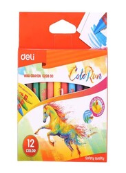 Deli 12-Piece Wax Crayon Set, Multicolour