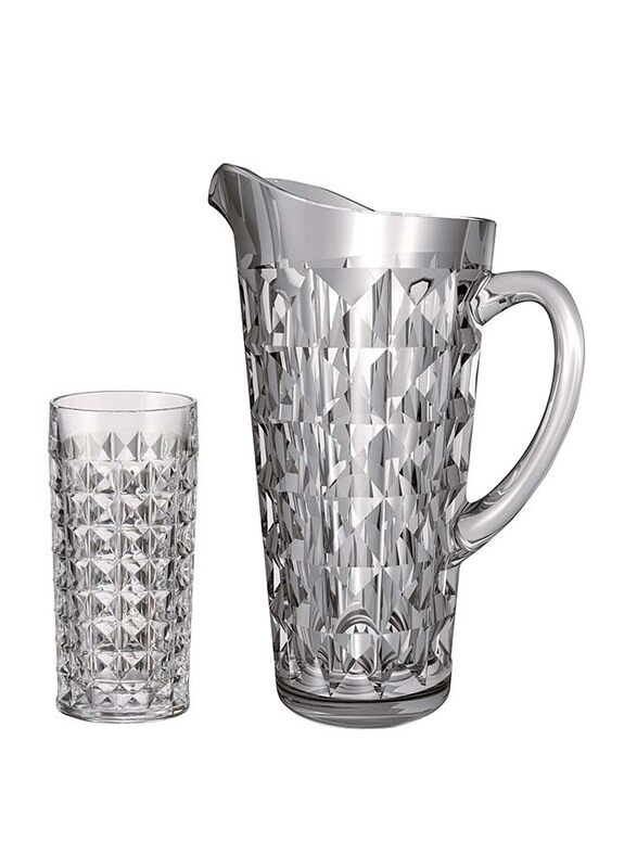 

Bohemia 1250+260ml 7-Piece Diamond Pitcher & Glass Set, 99999/99T41/248, Silver