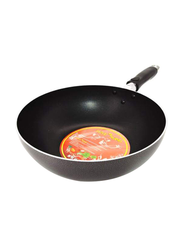 Love Song 24cm Fry Wok with Handle, LW-24, 24 cm, Black